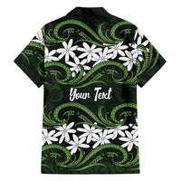 Personalised Cook Islands Palmerston Family Matching Off Shoulder Short Dress and Hawaiian Shirt Tiare Maori Polynesian Waves Tattoo LT14 - Polynesian Pride