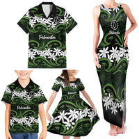 Personalised Cook Islands Palmerston Family Matching Tank Maxi Dress and Hawaiian Shirt Tiare Maori Polynesian Waves Tattoo LT14 - Polynesian Pride