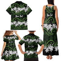 Personalised Cook Islands Palmerston Family Matching Tank Maxi Dress and Hawaiian Shirt Tiare Maori Polynesian Waves Tattoo LT14 - Polynesian Pride