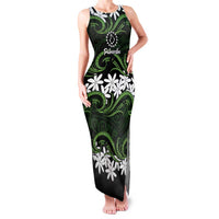Personalised Cook Islands Palmerston Family Matching Tank Maxi Dress and Hawaiian Shirt Tiare Maori Polynesian Waves Tattoo LT14 Mom's Dress Green - Polynesian Pride