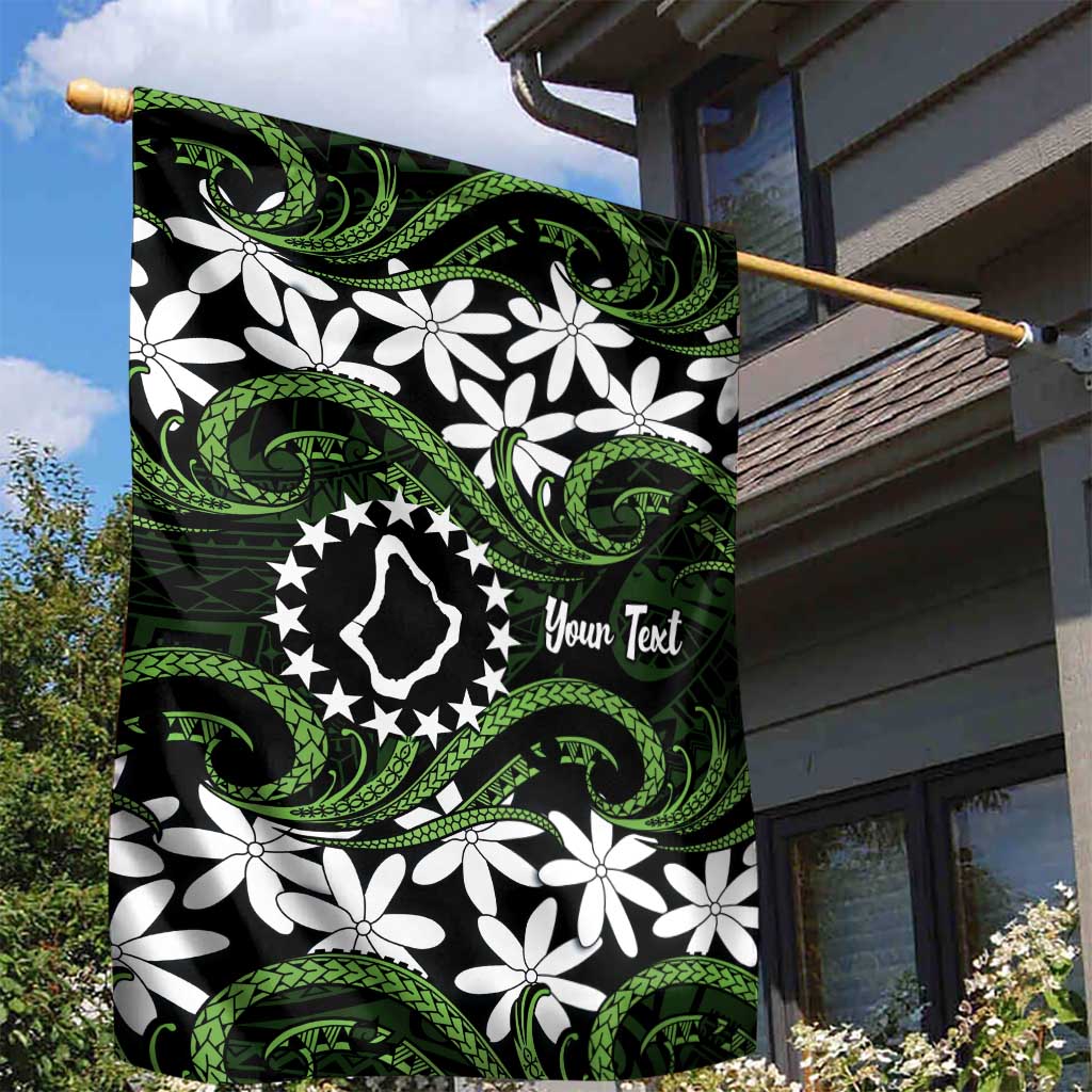Personalised Cook Islands Palmerston Garden Flag Tiare Maori Polynesian Waves Tattoo LT14 - Polynesian Pride