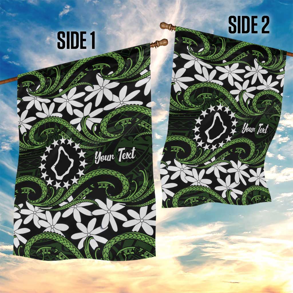 Personalised Cook Islands Palmerston Garden Flag Tiare Maori Polynesian Waves Tattoo LT14 - Polynesian Pride