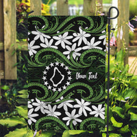 Personalised Cook Islands Palmerston Garden Flag Tiare Maori Polynesian Waves Tattoo LT14 Garden Flag Green - Polynesian Pride