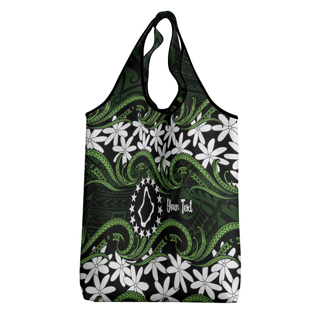 Personalised Cook Islands Palmerston Grocery Bag Tiare Maori Polynesian Waves Tattoo