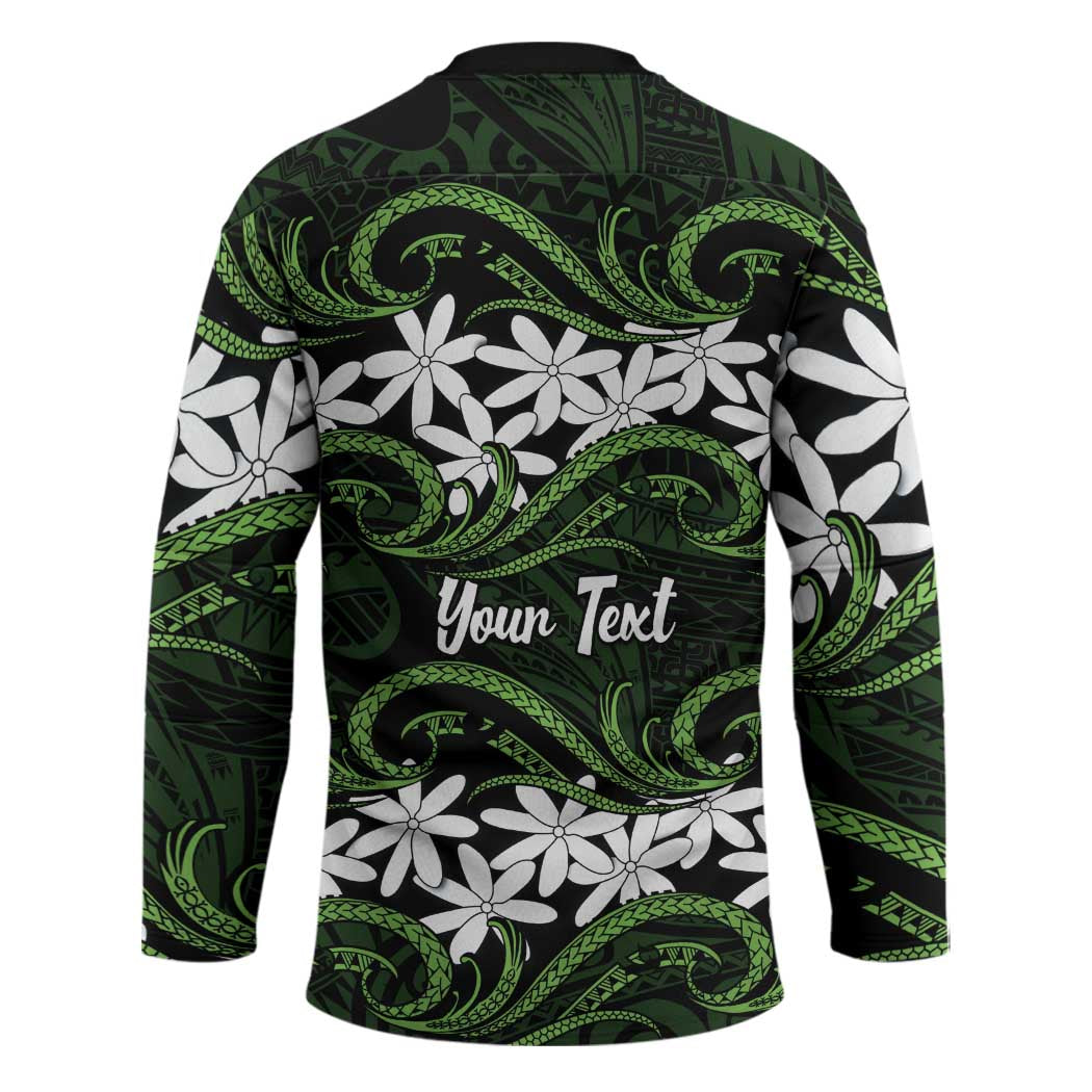 Personalised Cook Islands Palmerston Hockey Jersey Tiare Maori Polynesian Waves Tattoo