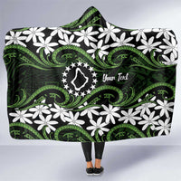 Personalised Cook Islands Palmerston Hooded Blanket Tiare Maori Polynesian Waves Tattoo LT14 One Size Green - Polynesian Pride