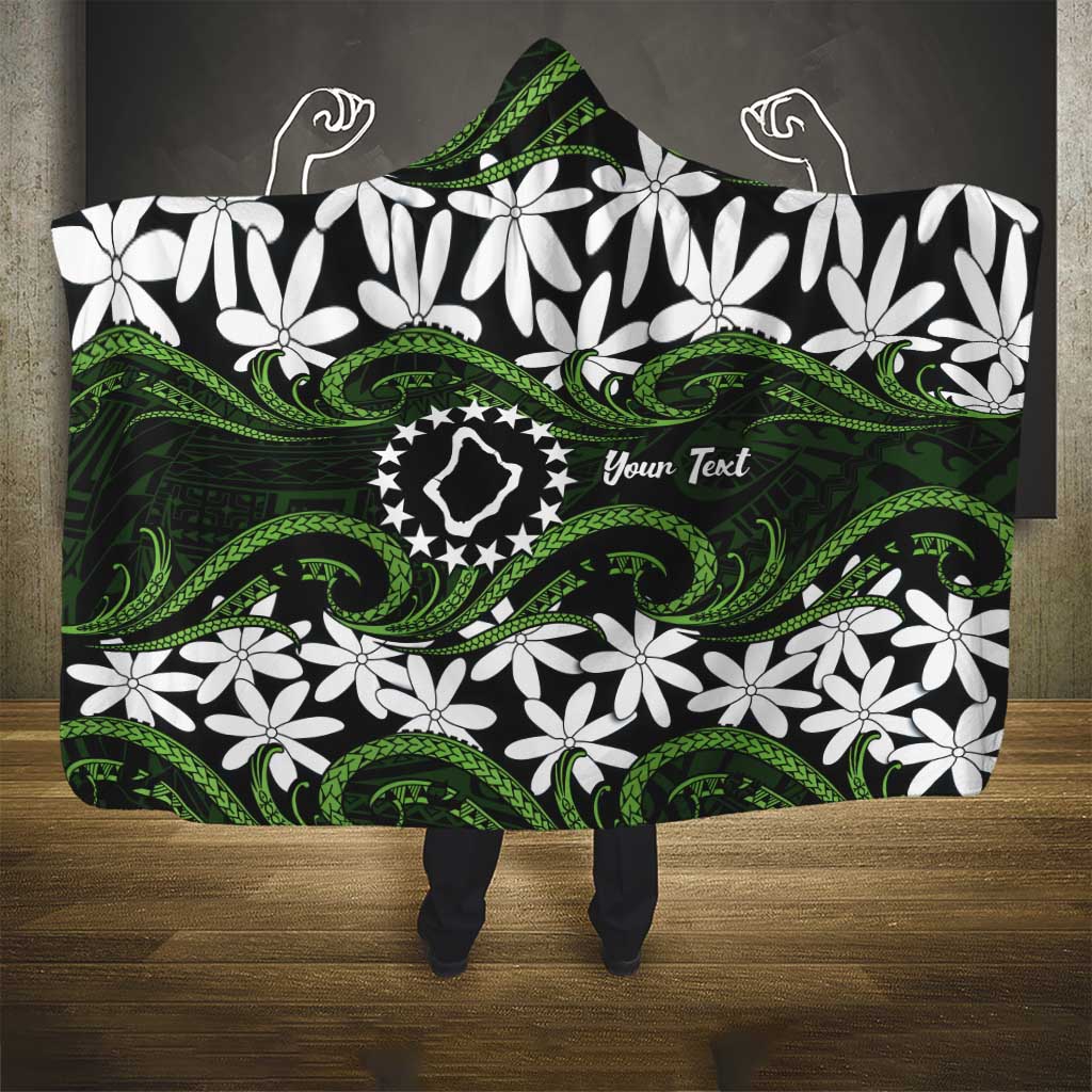 Personalised Cook Islands Palmerston Hooded Blanket Tiare Maori Polynesian Waves Tattoo LT14 - Polynesian Pride