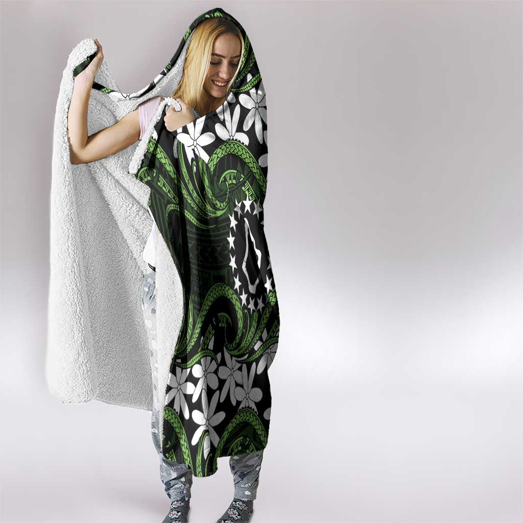 Personalised Cook Islands Palmerston Hooded Blanket Tiare Maori Polynesian Waves Tattoo LT14 - Polynesian Pride