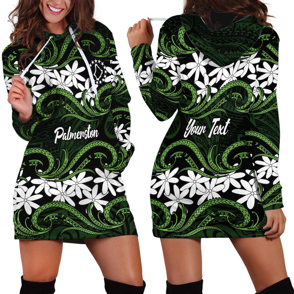 Personalised Cook Islands Palmerston Hoodie Dress Tiare Maori Polynesian Waves Tattoo LT14 - Polynesian Pride
