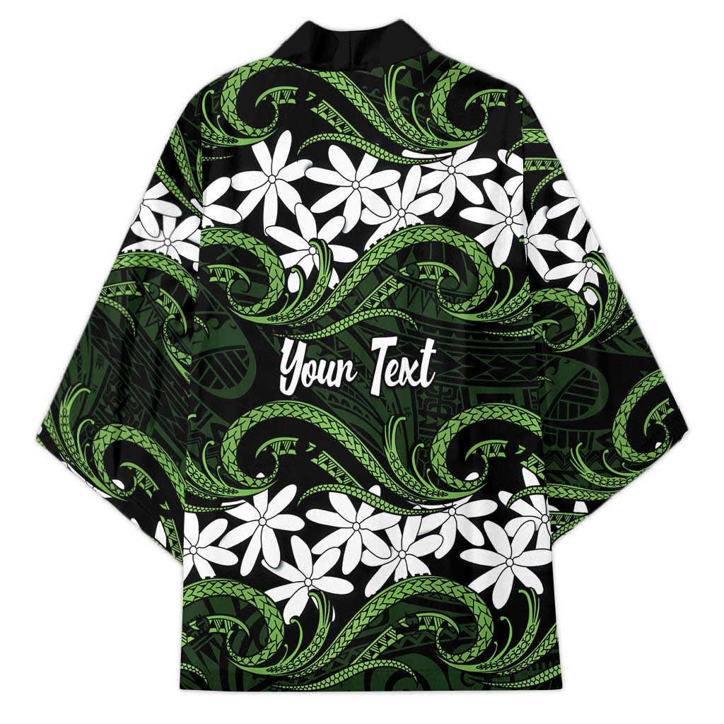 Personalised Cook Islands Palmerston Kimono Tiare Maori Polynesian Waves Tattoo