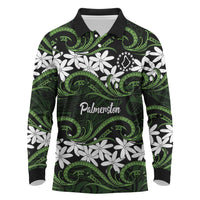 Personalised Cook Islands Palmerston Long Sleeve Polo Shirt Tiare Maori Polynesian Waves Tattoo