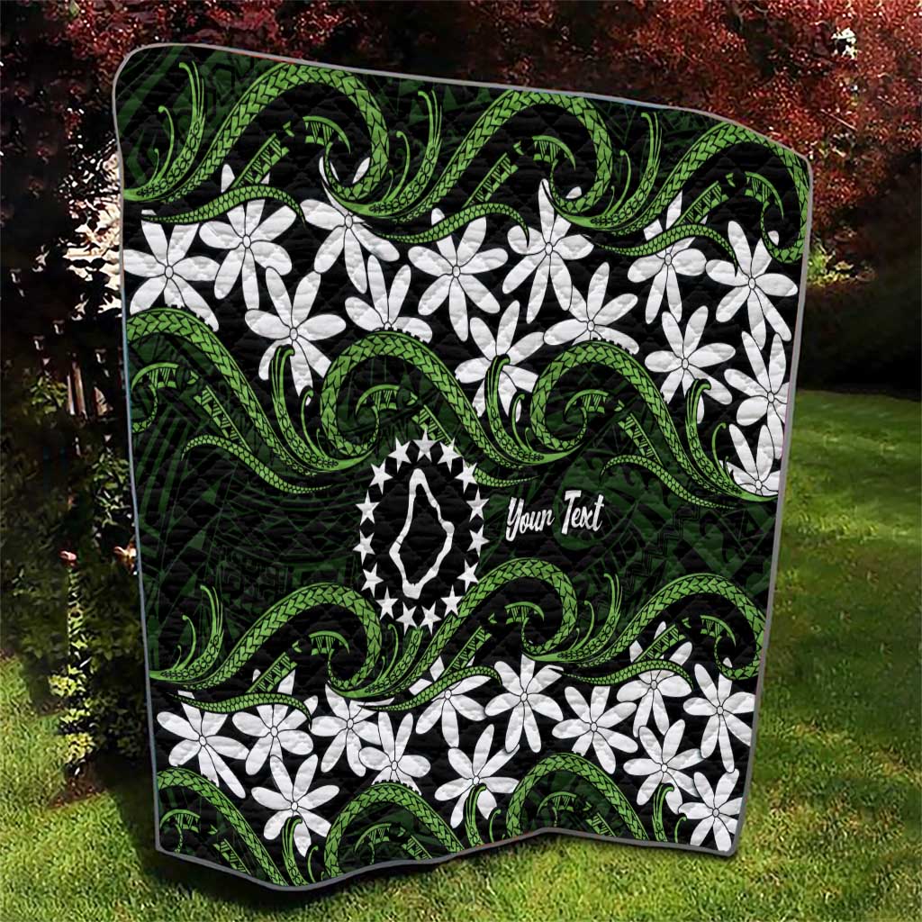 Personalised Cook Islands Palmerston Quilt Tiare Maori Polynesian Waves Tattoo LT14 - Polynesian Pride