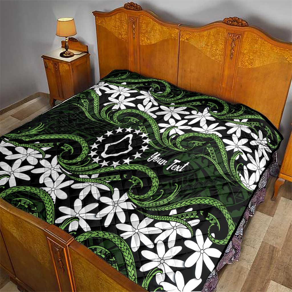 Personalised Cook Islands Palmerston Quilt Tiare Maori Polynesian Waves Tattoo LT14 - Polynesian Pride