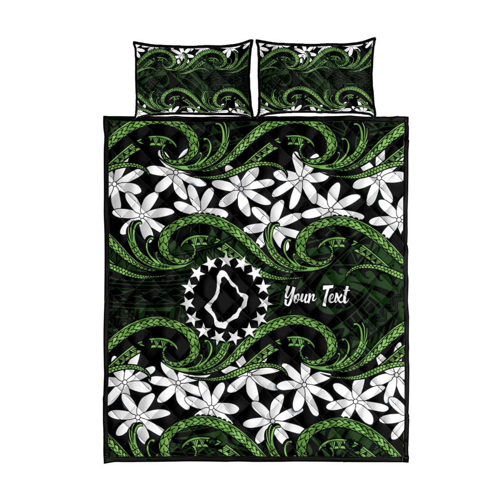 Personalised Cook Islands Palmerston Quilt Bed Set Tiare Maori Polynesian Waves Tattoo
