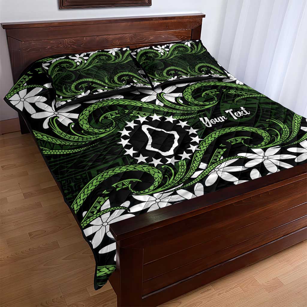 Personalised Cook Islands Palmerston Quilt Bed Set Tiare Maori Polynesian Waves Tattoo