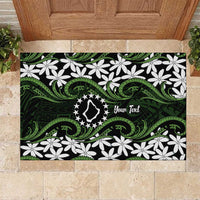 Personalised Cook Islands Palmerston Rubber Doormat Tiare Maori Polynesian Waves Tattoo