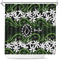 Personalised Cook Islands Palmerston Shower Curtain Tiare Maori Polynesian Waves Tattoo