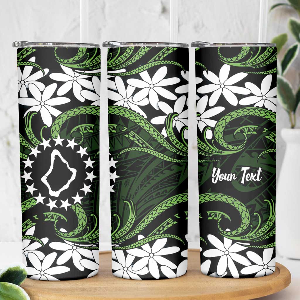 Personalised Cook Islands Palmerston Skinny Tumbler Tiare Maori Polynesian Waves Tattoo LT14 - Polynesian Pride