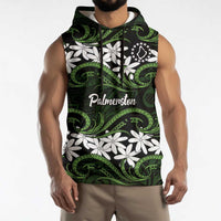 Personalised Cook Islands Palmerston Sleeveless Hoodie Tiare Maori Polynesian Waves Tattoo