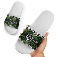 Personalised Cook Islands Palmerston Slide Sandals Tiare Maori Polynesian Waves Tattoo