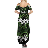 Personalised Cook Islands Palmerston Summer Maxi Dress Tiare Maori Polynesian Waves Tattoo