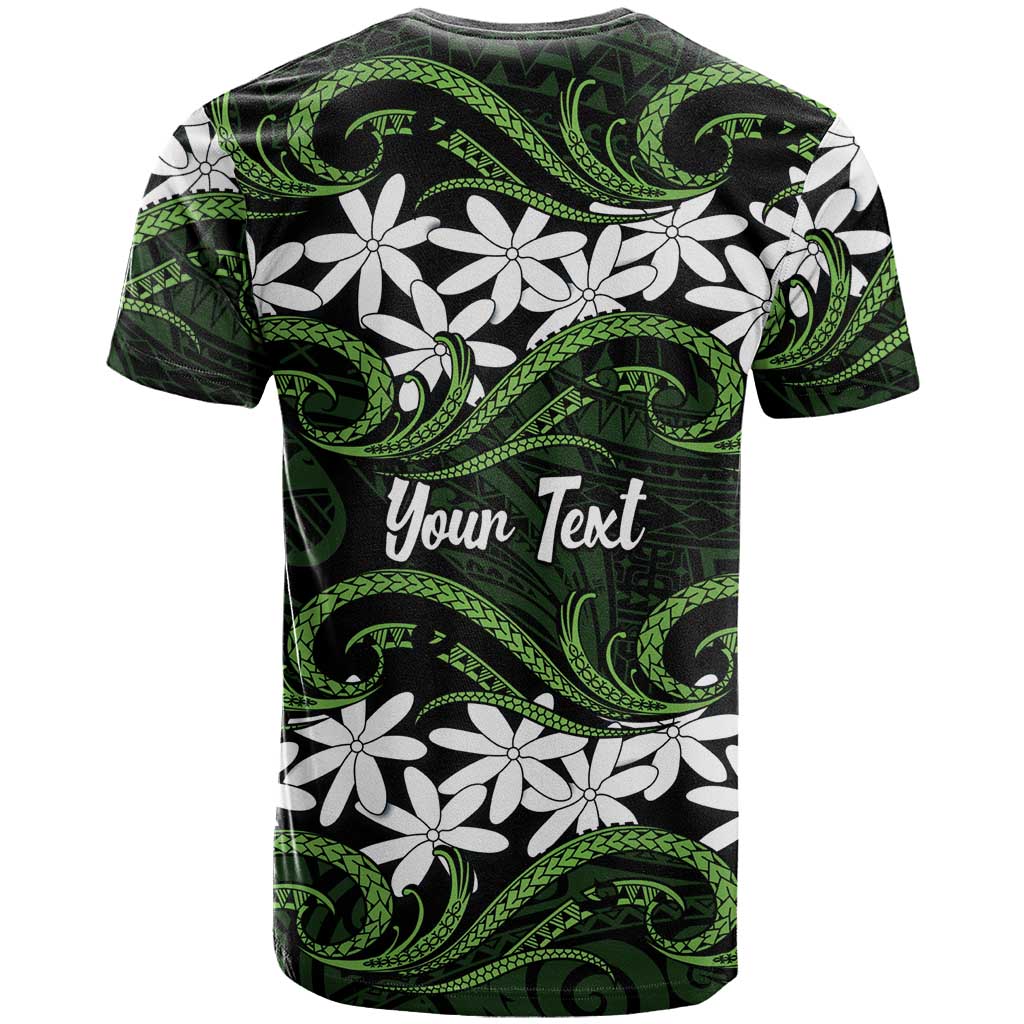 Personalised Cook Islands Palmerston T Shirt Tiare Maori Polynesian Waves Tattoo