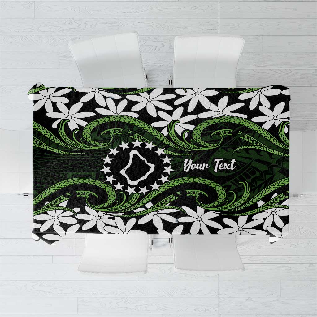 Personalised Cook Islands Palmerston Tablecloth Tiare Maori Polynesian Waves Tattoo