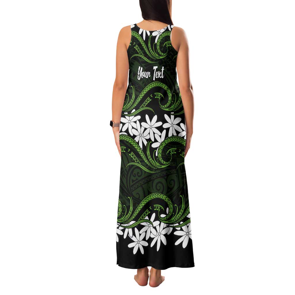 Personalised Cook Islands Palmerston Tank Maxi Dress Tiare Maori Polynesian Waves Tattoo