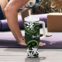 Personalised Cook Islands Palmerston Tumbler With Handle Tiare Maori Polynesian Waves Tattoo