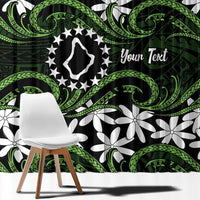 Personalised Cook Islands Palmerston Window Curtain Tiare Maori Polynesian Waves Tattoo
