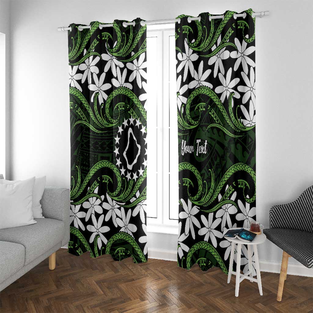 Personalised Cook Islands Palmerston Window Curtain Tiare Maori Polynesian Waves Tattoo