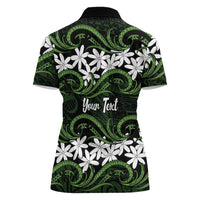 Personalised Cook Islands Palmerston Women Polo Shirt Tiare Maori Polynesian Waves Tattoo LT14 - Polynesian Pride