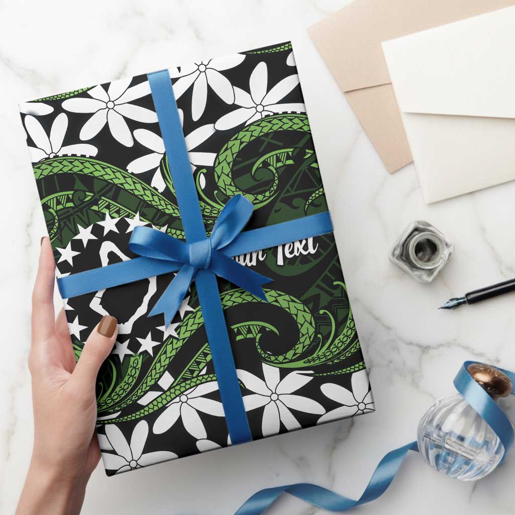 Personalised Cook Islands Palmerston Wrapping Paper Tiare Maori Polynesian Waves Tattoo