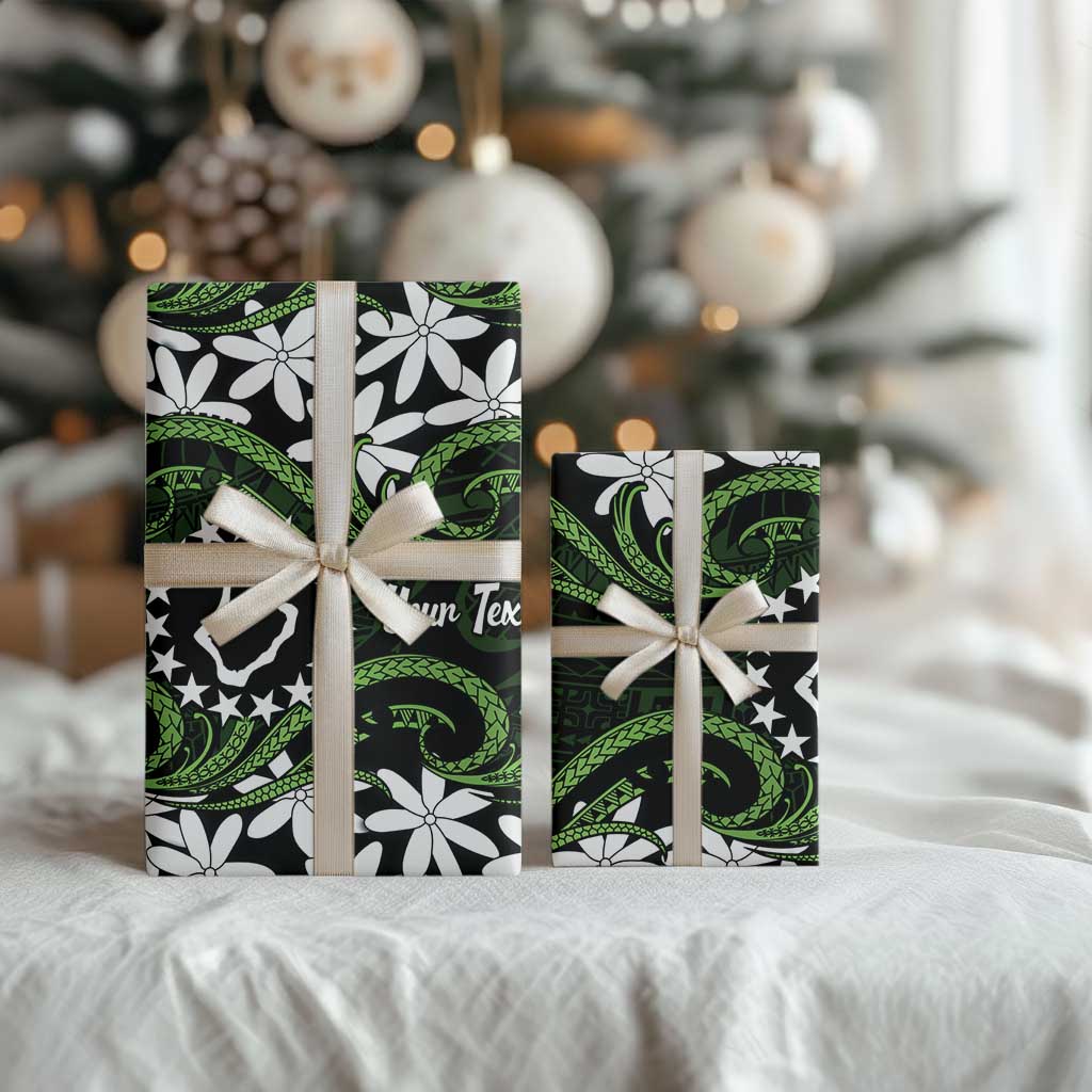Personalised Cook Islands Palmerston Wrapping Paper Tiare Maori Polynesian Waves Tattoo