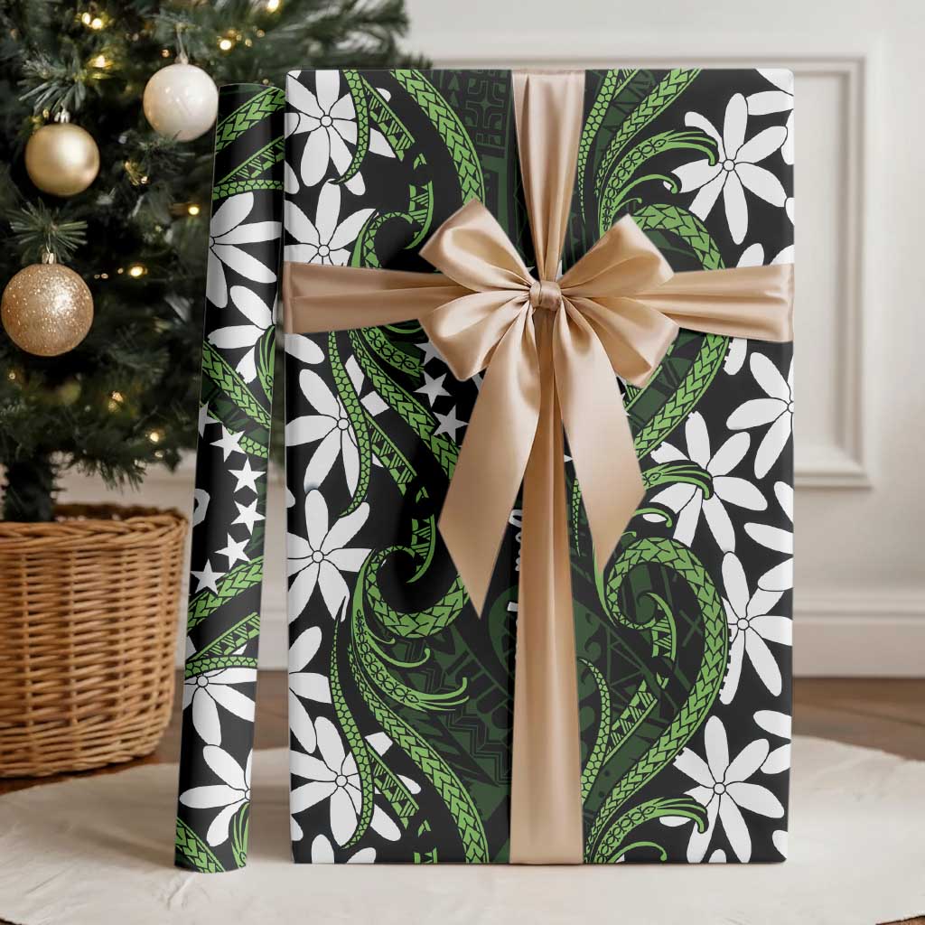 Personalised Cook Islands Palmerston Wrapping Paper Tiare Maori Polynesian Waves Tattoo