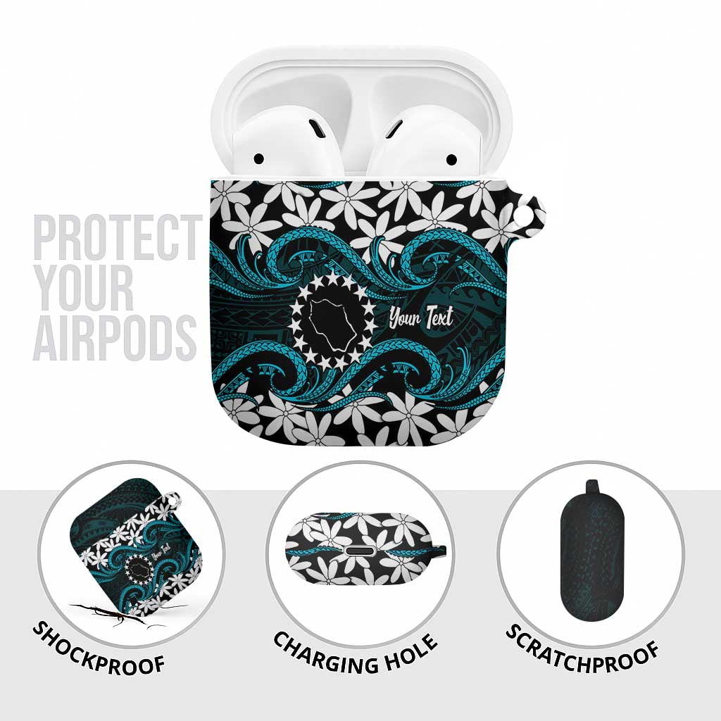 Personalised Cook Islands Penrhyn Atoll AirPods Case Tiare Maori Polynesian Waves Tattoo