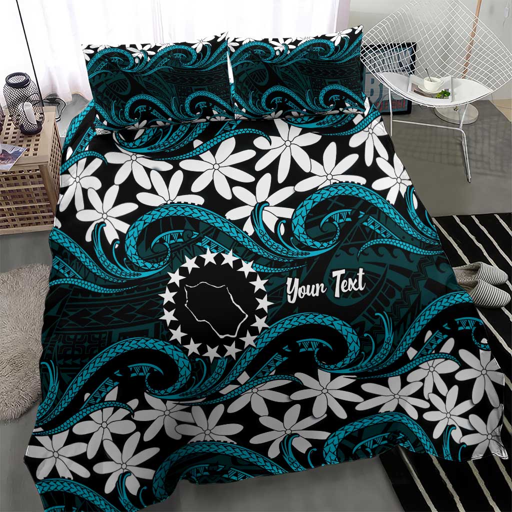 Personalised Cook Islands Penrhyn Atoll Bedding Set Tiare Maori Polynesian Waves Tattoo LT14 - Polynesian Pride