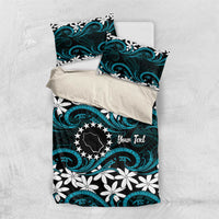 Personalised Cook Islands Penrhyn Atoll Bedding Set Tiare Maori Polynesian Waves Tattoo LT14 US Twin 172cm x 218cm Blue - Polynesian Pride
