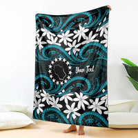 Personalised Cook Islands Penrhyn Atoll Blanket Tiare Maori Polynesian Waves Tattoo