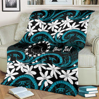 Personalised Cook Islands Penrhyn Atoll Blanket Tiare Maori Polynesian Waves Tattoo