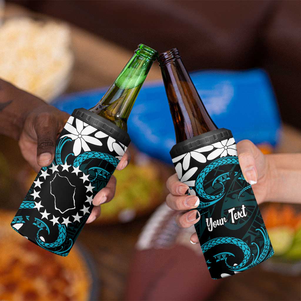 Personalised Cook Islands Penrhyn Atoll 4 in 1 Can Cooler Tumbler Tiare Maori Polynesian Waves Tattoo LT14 - Polynesian Pride