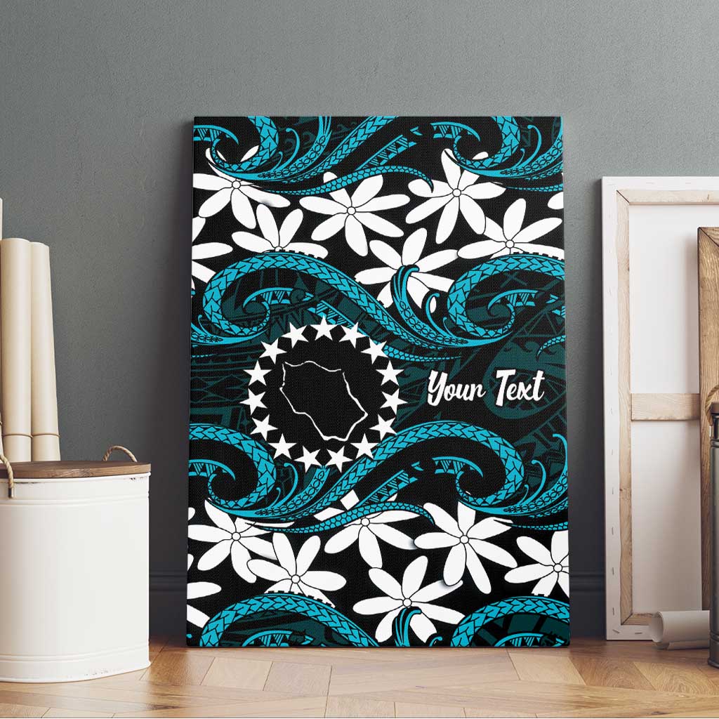 Personalised Cook Islands Penrhyn Atoll Canvas Wall Art Tiare Maori Polynesian Waves Tattoo