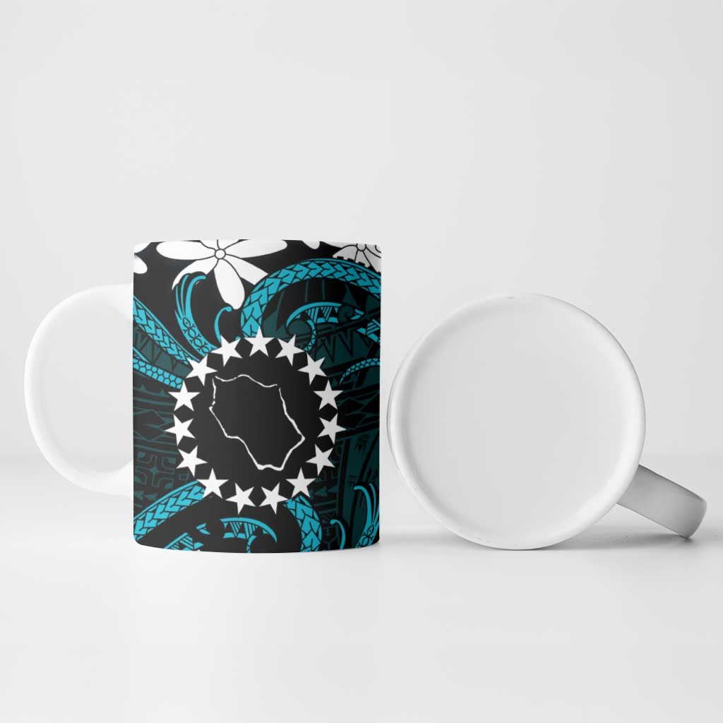Personalised Cook Islands Penrhyn Atoll Ceramic Mug Tiare Maori Polynesian Waves Tattoo