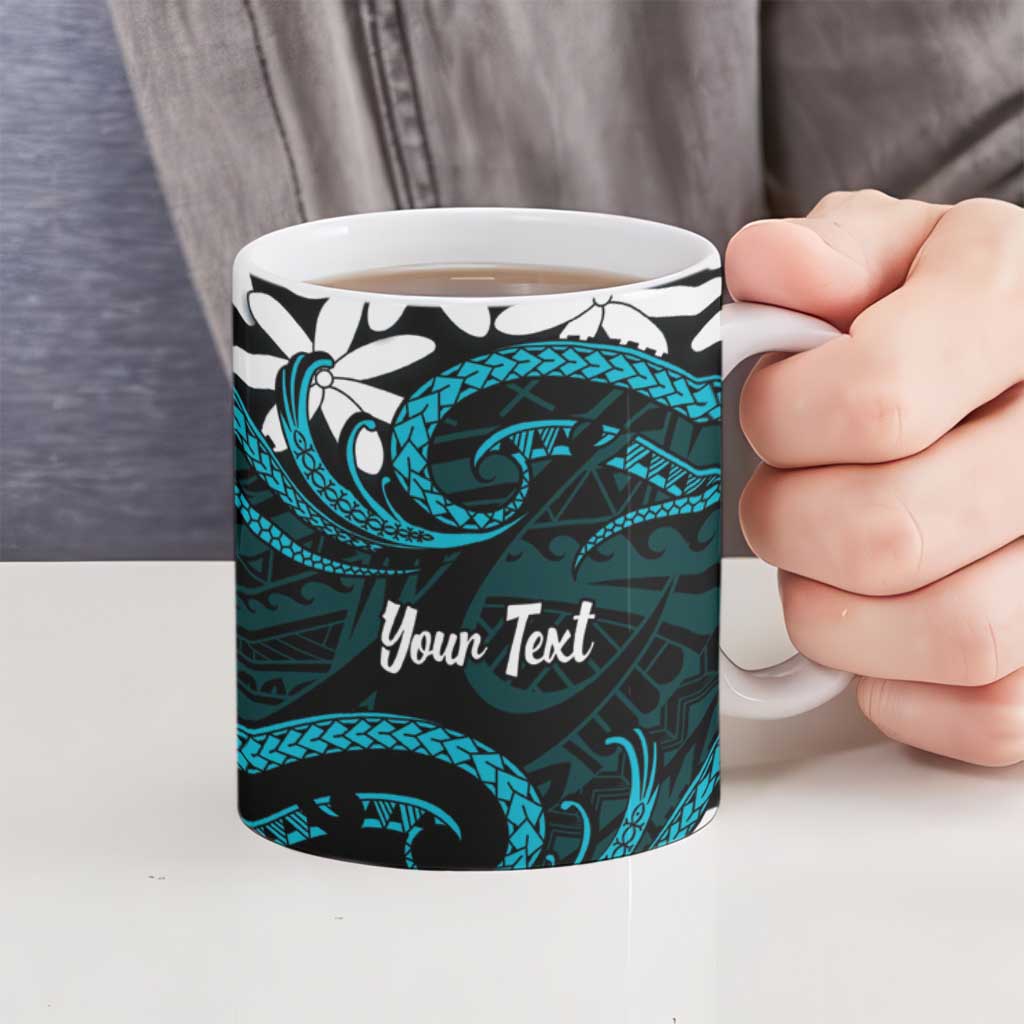 Personalised Cook Islands Penrhyn Atoll Ceramic Mug Tiare Maori Polynesian Waves Tattoo