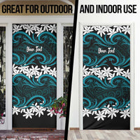 Personalised Cook Islands Penrhyn Atoll Door Cover Tiare Maori Polynesian Waves Tattoo