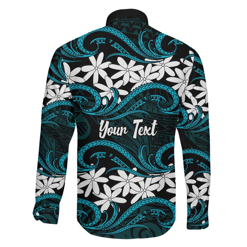 Personalised Cook Islands Penrhyn Atoll Family Matching Long Sleeve Bodycon Dress and Hawaiian Shirt Tiare Maori Polynesian Waves Tattoo LT14 - Polynesian Pride