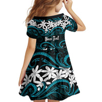 Personalised Cook Islands Penrhyn Atoll Family Matching Off Shoulder Short Dress and Hawaiian Shirt Tiare Maori Polynesian Waves Tattoo LT14 - Polynesian Pride