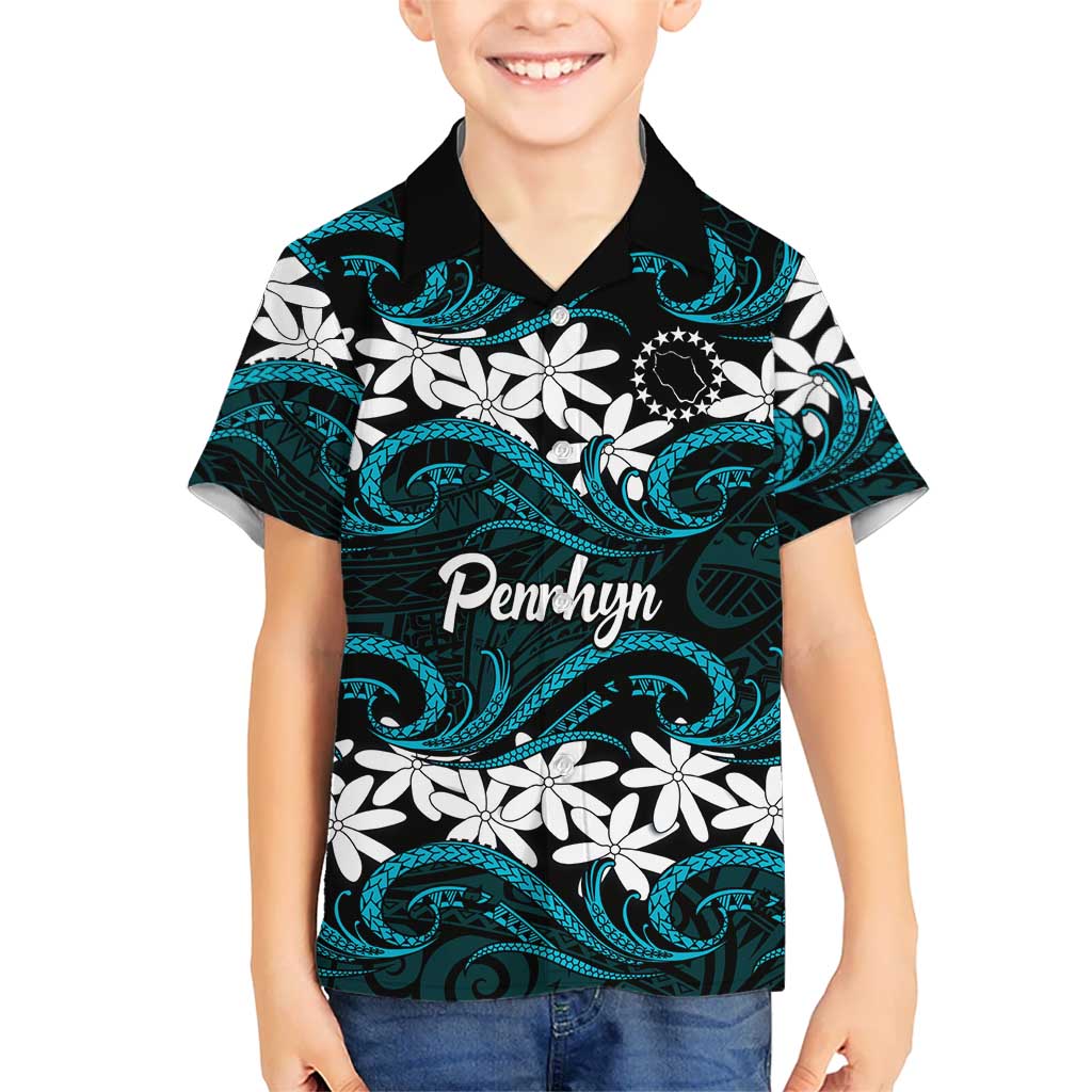 Personalised Cook Islands Penrhyn Atoll Hawaiian Shirt Tiare Maori Polynesian Waves Tattoo