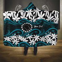 Personalised Cook Islands Penrhyn Atoll Hooded Blanket Tiare Maori Polynesian Waves Tattoo