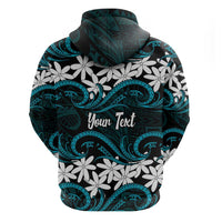 Personalised Cook Islands Penrhyn Atoll Hoodie Tiare Maori Polynesian Waves Tattoo